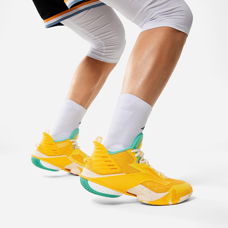 Li-Ning Air Strike 10 удобные модные прочные дышащие поддерживающие кроссовки среднего размера для профессионального баскетбола мужские кроссовки желтые ABAU017-4