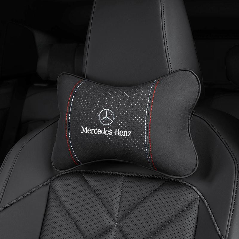 Suede Fabric Car Seat Headrest Lumbar Support Pillow For Mercedes Benz AMG E S C A B Class GLE GLS CLA CLE GLC CLS GLA QJ1