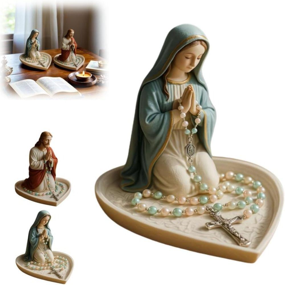 Resin Virgin Mary Rosary Holder Jesus Necklace Storage Holder Prayer Rosary Holder Office