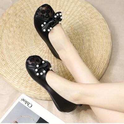 Модная женская обувь белая с бантом офисная с круглым носком на низком каблуке элегантные женские балетки удобный люксовый бренд социальная 2025 лето