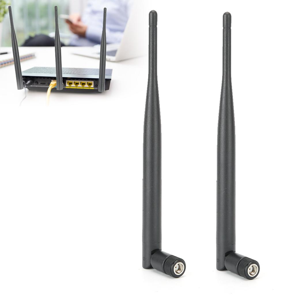 2PCs Router Antenna Durable WIFI System 6DB High Gain 2.4 5.8G Dual‑Band SMA Inner Hole