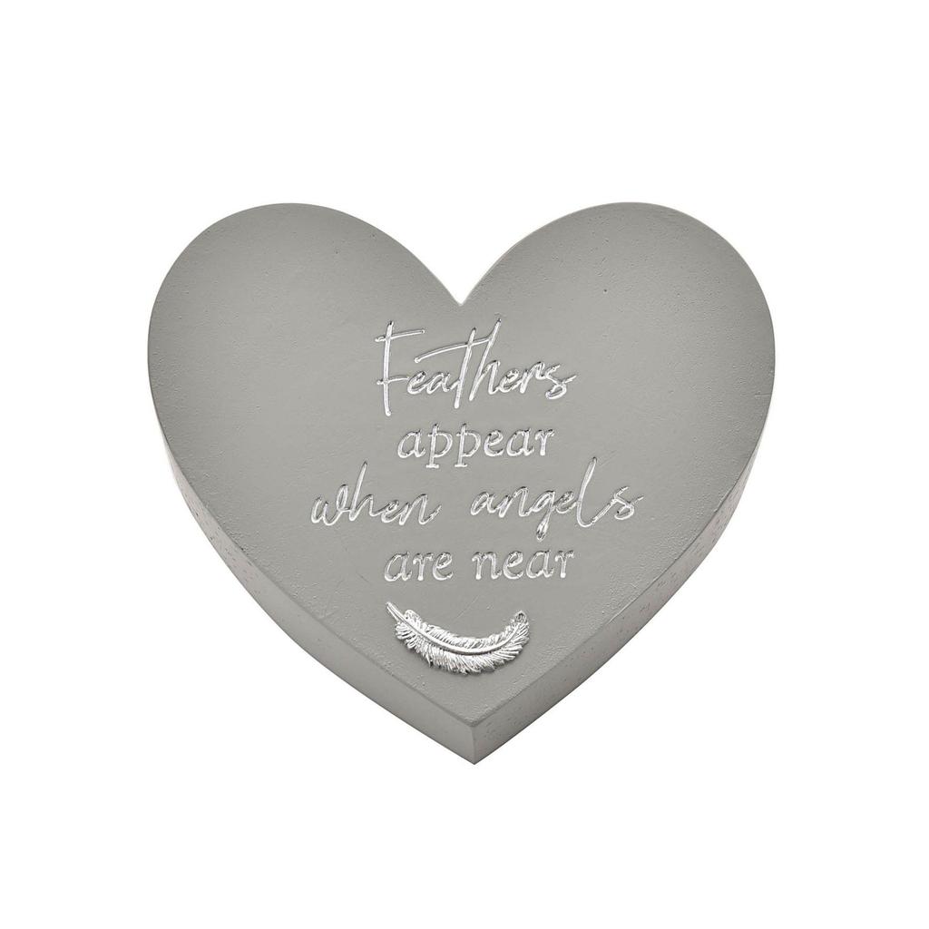 Thoughts of You Memorial Graveside Heart Plaque - Feathers