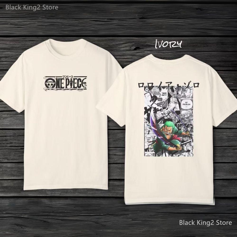 New One Piece T-shirts Men Roronoa Zoro Anime Manga Graphic Cotton Tops Summer Harajuku Y2K Unisex T Shirts Men's Tops Clothing