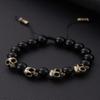 Vintage Agate Skull Bracelet for Men's Classic Gothic Punk Handmade Motorcycle Adjustable Bracelets Male Jewelry Couple GiftsGood product