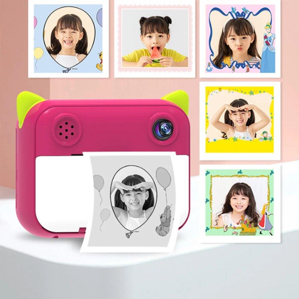 Детская камера с мгновенной печатью, детская камера, цифровая камера 1080P HD с 3 рулонами фотобумаги, макс. 32 ГБ, детская игрушечная камера на день рождения