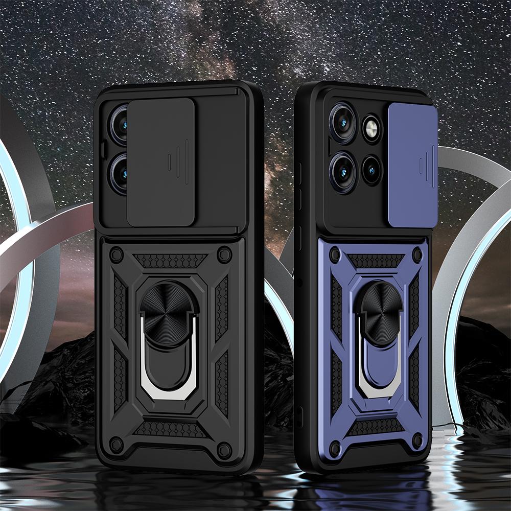 KEYSION Противоударный защитный чехол для MOTO G75 5G силикон + защитное кольцо для камеры из поликарбоната, чехол-подставка для телефона Motorola Edge 50 5G