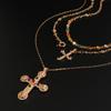 Ingemark Luxury Vintage Rhinestone Chain Imitation Pearl Chain Necklace for Women Punk Cross Pendant Choker Christian Jewelry