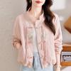 Women's 2024 Spring & Autumn Embroidered Short Jacket - Stylish, Slimming Design