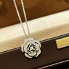 Flower Hollowed Out Necklace Pendant with zircon, Exquisite for Daily Wear and Gift Giving, Essential for Birthdays