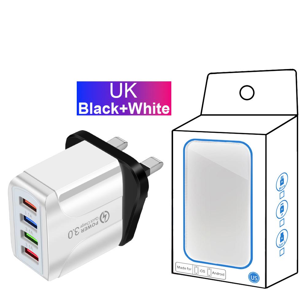Цветное 4-портовое USB-зарядное устройство для путешествий 5 В / 2,4 А Быстрая зарядка - Австралийский стандарт