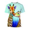 Fashion Funny Cartoon Animal Giraffe Graphic T Shirts For Men Summer Trend Casual Cute Harajuku Printed Round Neck Short Sleeve