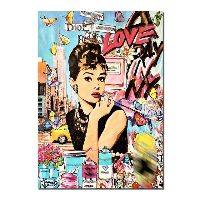 Modern Fashion Graffiti Street Pop Art Woman Frameless Poster Painting Canvas Print Wall Picture For Living Room Home Decoration
