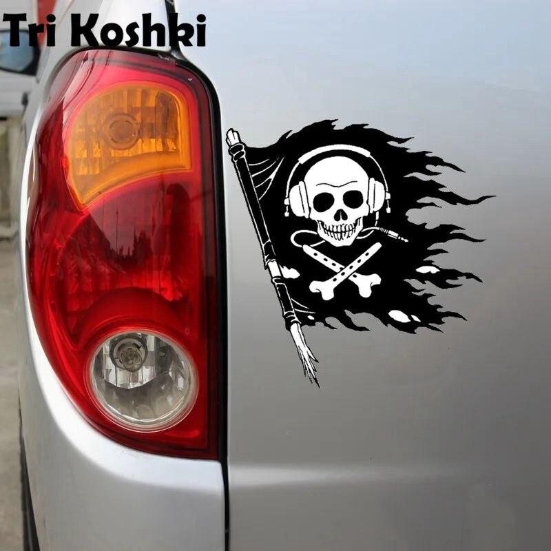 Tri Koshki KCS517 череп пиратский флаг автомобильная наклейка ПВХ наклейки мотоциклетная наклейка на автомобиль грузовик бампер ноутбук холодильник стена