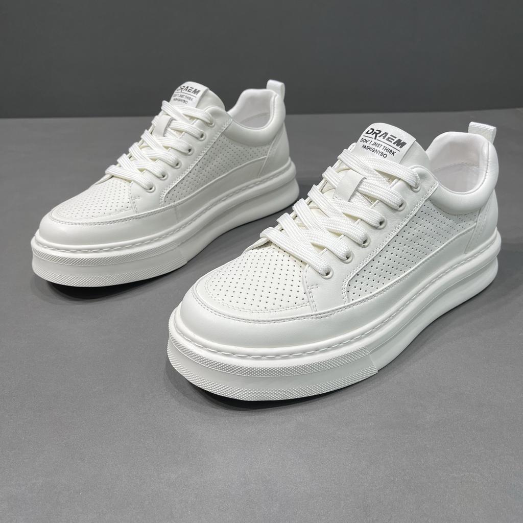 Men's board shoes 2026 spring and summer new leather punching casual versatile shoes student sports dad shoes