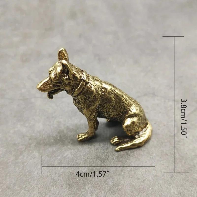 1 шт., латунная металлическая статуя собаки Lucky Fortune, маленький орнамент, фигурки маленького щенка волка, китайский настольный чай, домашнее животное, украшение для дома