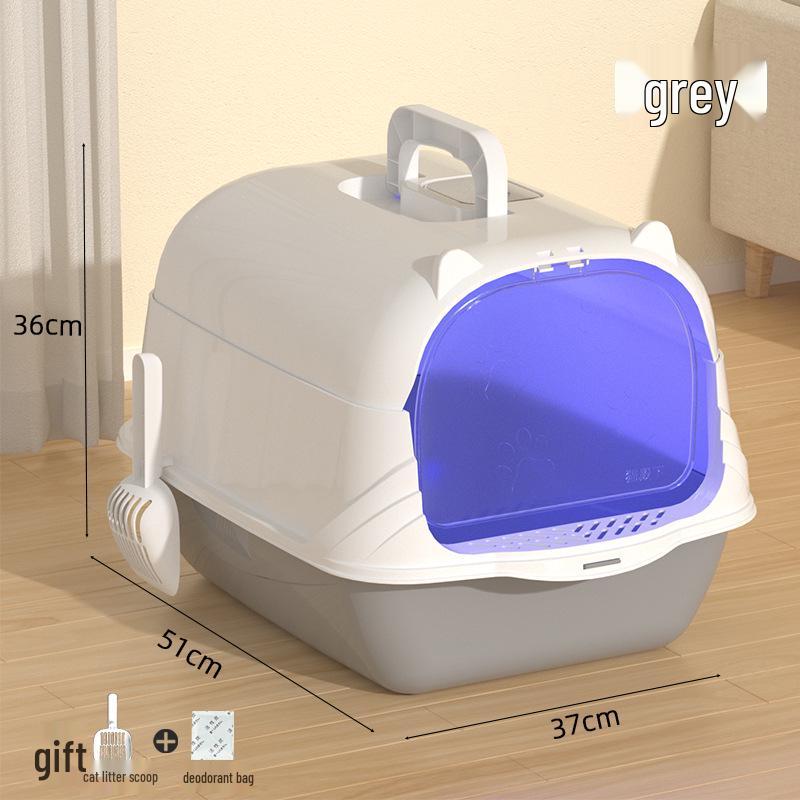Extra Large Enclosed Cat Litter Box with Handle - Anti-Splash, Odor-Proof Design.