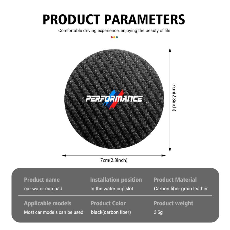 2pcs Car Coaster Carbon Water Cup Slot Non-Slip Pad Bottle Mat For BMW X1 X3 X4 X5 X7 G20 G38 F20 F39 F48 E46 E60 E36 E39