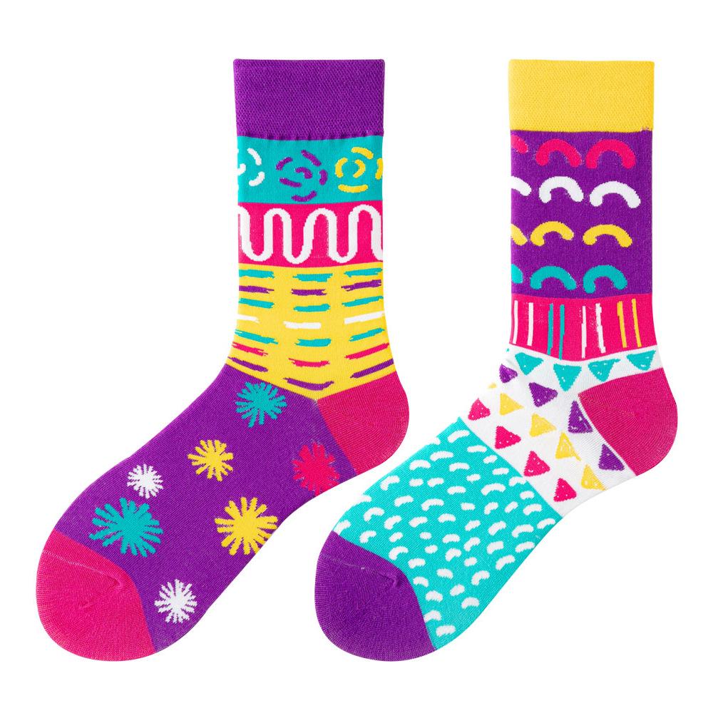 Asymmetric Colorful Christmas Cotton Socks for Couples