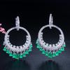 Popular Jewelry Large Circle Full Diamond Fringed Earrings Copper Platinum Plated Zircon Women'S Earrings