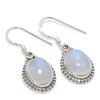 Natural Rainbow Moonstone Gemstone 925 Solid Sterling Silver Earring 1.25" e7S08