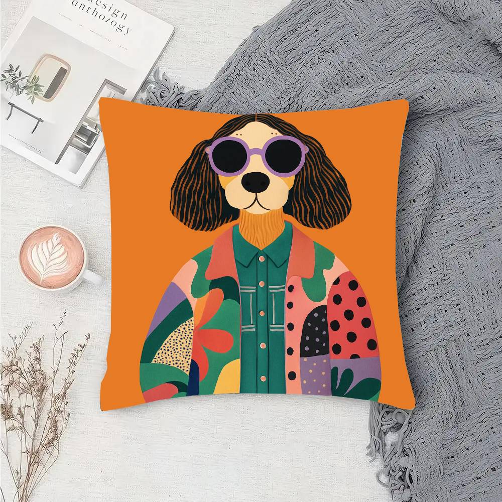 Leopard Rabbit Bear Tiger Mouse Rainbow Funny Pillow Case Fashion Square Pillowcase Bedroom Sofa Room Ins Decoration Leisure
