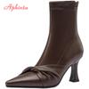 Aphixta High Heels Pointed Toe Ankle Boots Women Big Size 42 Black Boots Shoes Elegant Shoes for Woman Botines Para Mujeres