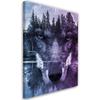Canvas Print, Abstract Wolf On a Forest and Lake Background
