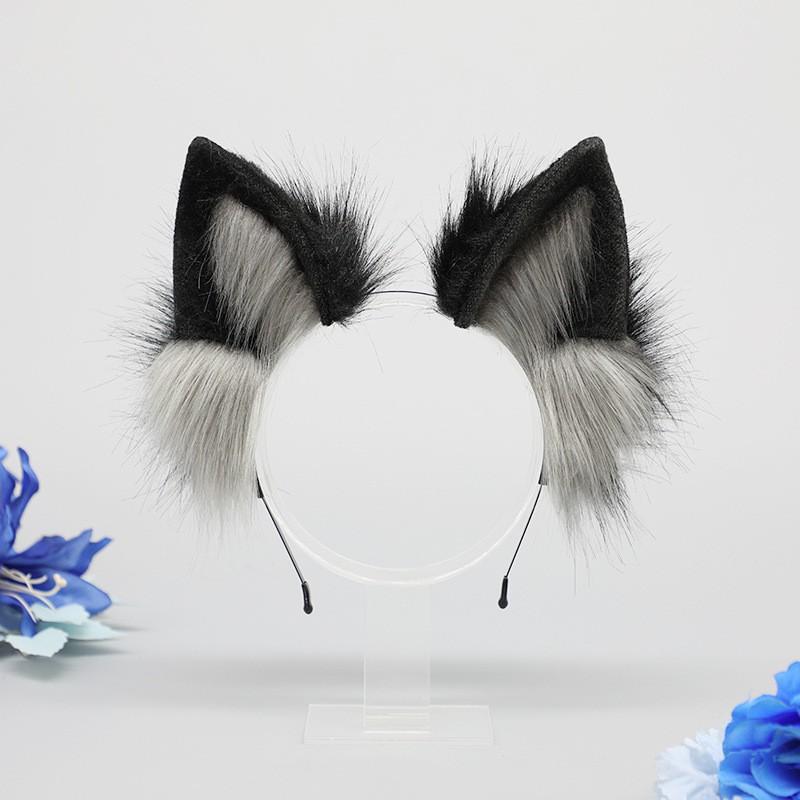 Cute Plush Wolf Ear Headband Cosplay Anime Party Accessory Unisex Soft Hairband