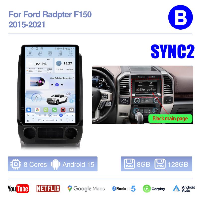 14,5-дюймовый Android 15, 8-ядерный, для Ford Radpter F150 2015 - 2025, Автомобильный мультимедийный видеоплеер, GPS-навигация, Автомагнитола, Carplay, 360