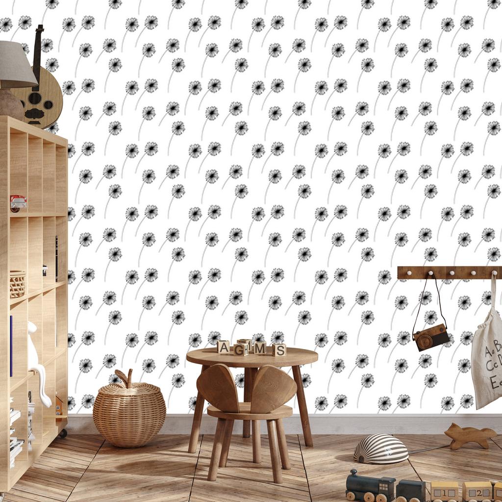 Minimalist Drawn Dandelions Wallpaper for Living Room and Bedroom 50x1000