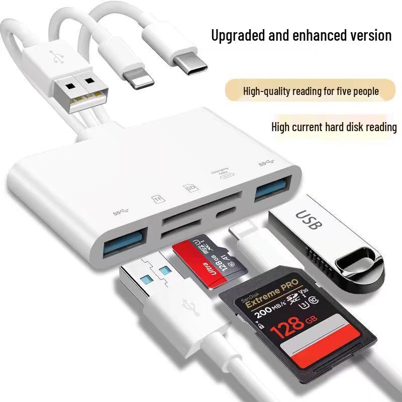 Универсальный адаптер-кардридер Apple/TYPEC/USB TF и SD