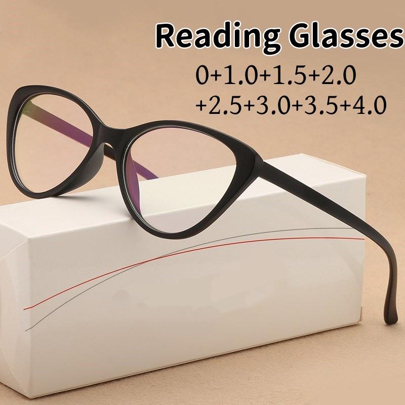 Очки для чтения «кошачий глаз», блокирующие синий свет, очки для дальнозоркости для мужчин и женщин, сверхлегкие линзы HD, очки для дальнего зрения, диоптрия +1,0