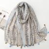 Four Seasons Cotton And Hemp Texture Scarf Small Fresh Solid Color Circle Bohemian Tassel Silk Scarf Shawl For Women