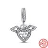 Angel Heart Wing Feather Balloon Pavé Newest  Sale Beads Fit Original  Charm Bracelet 925 Sterling Silver Jewelry