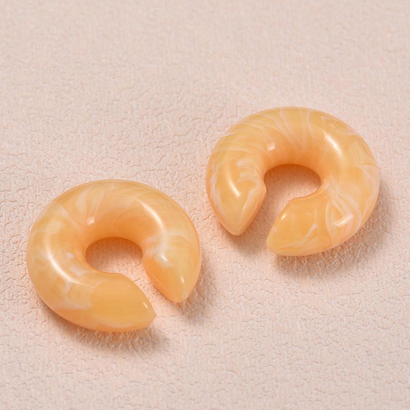 1 Pair Simple Smooth Circle Round Ear Clip On Earrings For Women C Shape Resin Without Piercing Fake Cartilage Ear Cuff Zircon