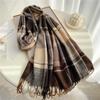 Stripe Plaid Women Scarf Elegant Stylish Imitation Cashmere Shawl Winter Pashmina Versatile Warm Wrap Scarf