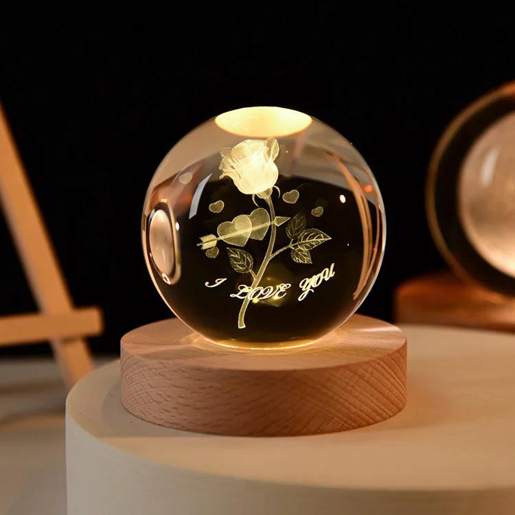 6 см 3D хрустальный шар хрустальная планета ночник с лазерной гравировкой глобус солнечной системы астрономия подарок на день рождения украшение для дома и рабочего стола