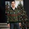 Men's Christmas Cotton Pullover Long Sleeve Outdoor Shirt Vintage Corduroy Button Stand Collar Shirt Casual Sweatshirt Christmas Print Top