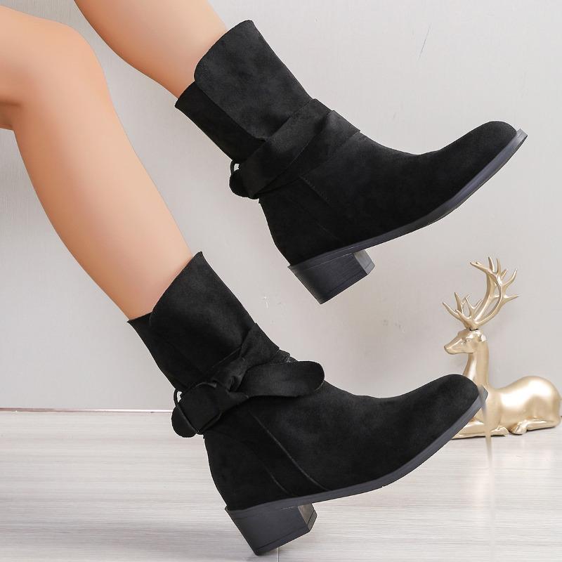 Fashion 2024 Flat Women's Ankle Boots Bow Designer Winter New Fashion Suede Retro Trendy Short Fashion Boots Ladies Shoes