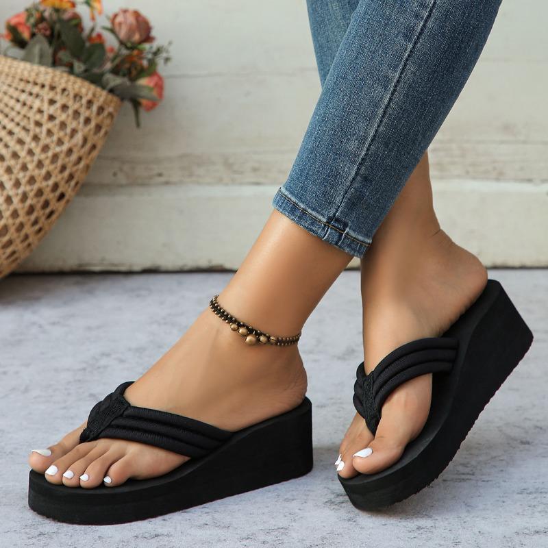 Flip Flops Wedge Heel Thick Sole Women's Summer Sandals Indoor Bathroom Slippers Outdoor Beach Shoes Slides Shoes for Women