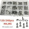 120/240-Piece Stainless Steel Hexagon Bolt and Nut Set - Durable, Corrosion Resistant, M4/M5 Size