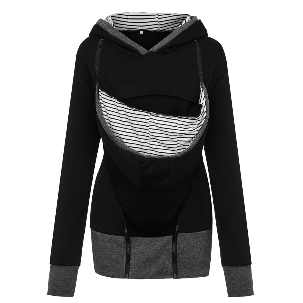 Женская полосатая детская сумка для беременных с капюшоном на молнии, пальто для беременных