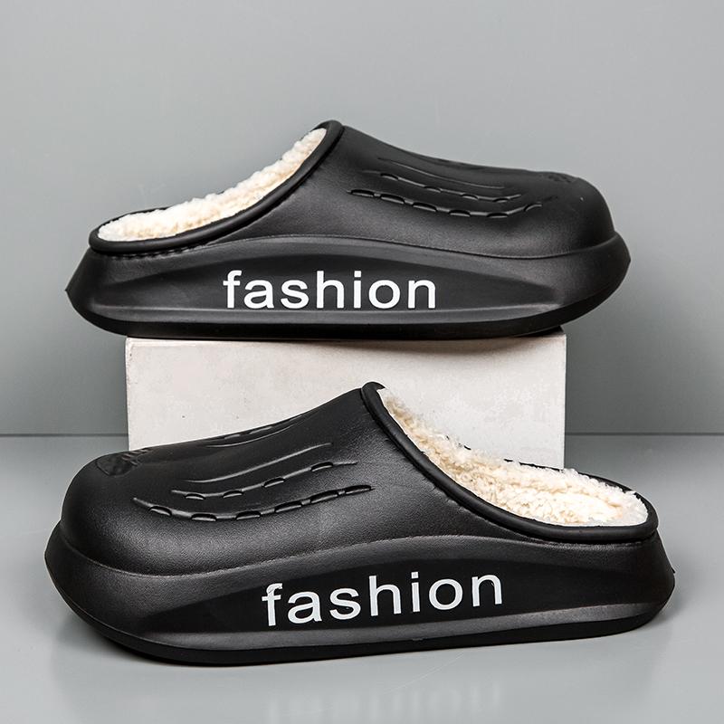 Модные зимние мужские тапочки, пушистые, домашняя обувь, мягкие, легкие, нескользящие, удобные, для дома, парные зимние теплые сабо