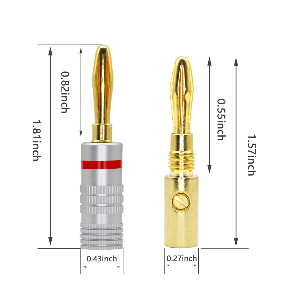 CERRXIAN Banana Plug 4mm Gold Screw-Tight CBP-4G