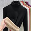 Autumn and Winter Women's Clothing Containing Wool and Silk Bottoming Shirt Women's Inner Heating Fleece Warm Turtleneck Top with Fleece and Thicker