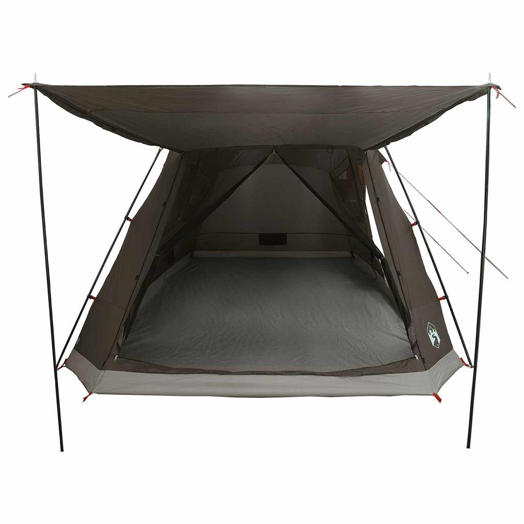 Cabin Tent with Roof Brown and Gray 8 Person Polyester and Steel
