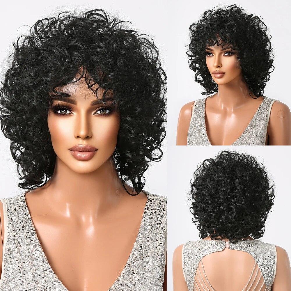 Короткие блондинки вьющиеся афро японские высококачественные парики из волокна для женщин вьющиеся черные женские парики с челкой повседневный парик для косплея