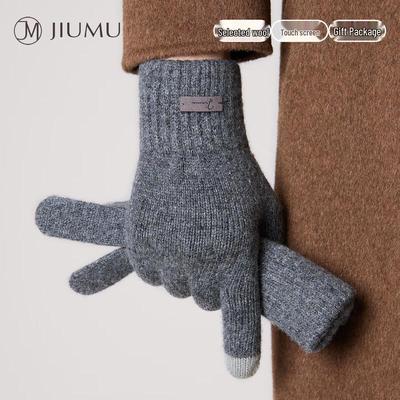 JIUMU Мужские зимние перчатки из овечьей шерсти с сенсорным экраном
