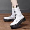 Модные классические черные ботинки на платформе, женские высококачественные повседневные кожаные ботинки, женские модные высокие зимние ботинки на молнии для женщин botas mujer