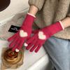 Warm Women Knitted Gloves Windproof Cycling Gloves Cute Love Heart Gloves  Motorcycle